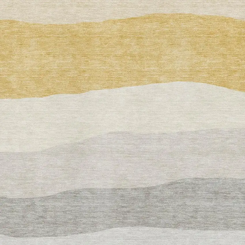 Pewter And Ivory Striped Washable Area Rug With UV Protection Photo 3