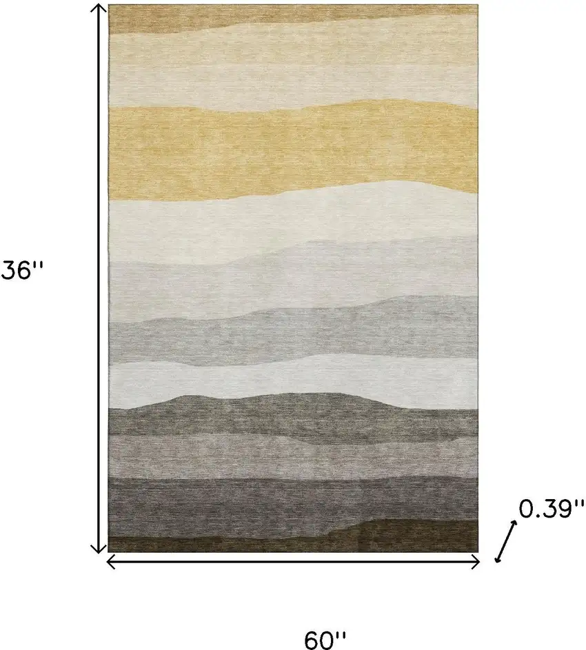 Pewter And Ivory Striped Washable Area Rug With UV Protection Photo 9