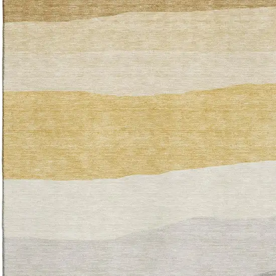 Pewter And Ivory Striped Washable Area Rug With UV Protection Photo 3