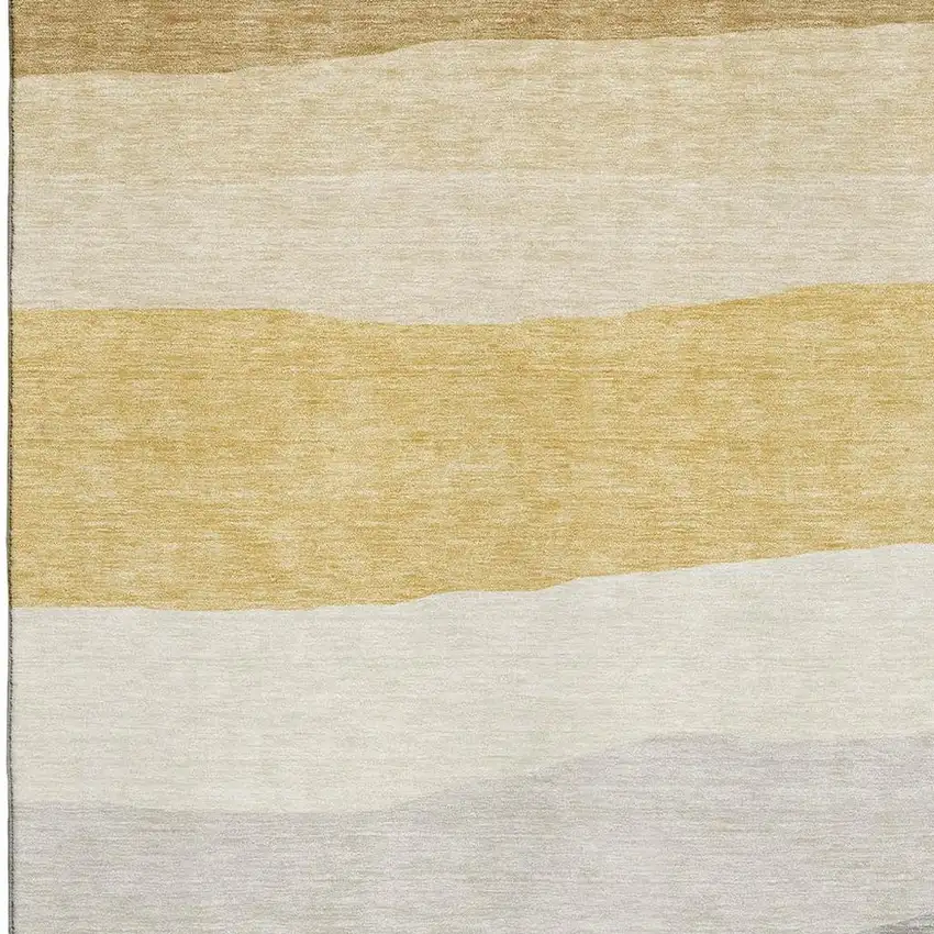 Pewter And Ivory Striped Washable Area Rug With UV Protection Photo 3