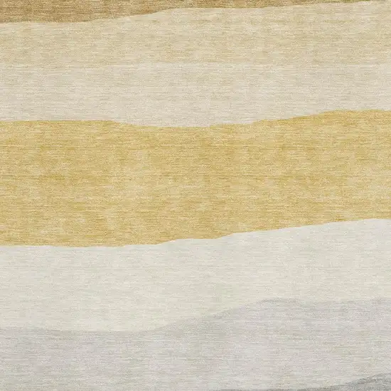 Pewter And Ivory Striped Washable Area Rug With UV Protection Photo 3