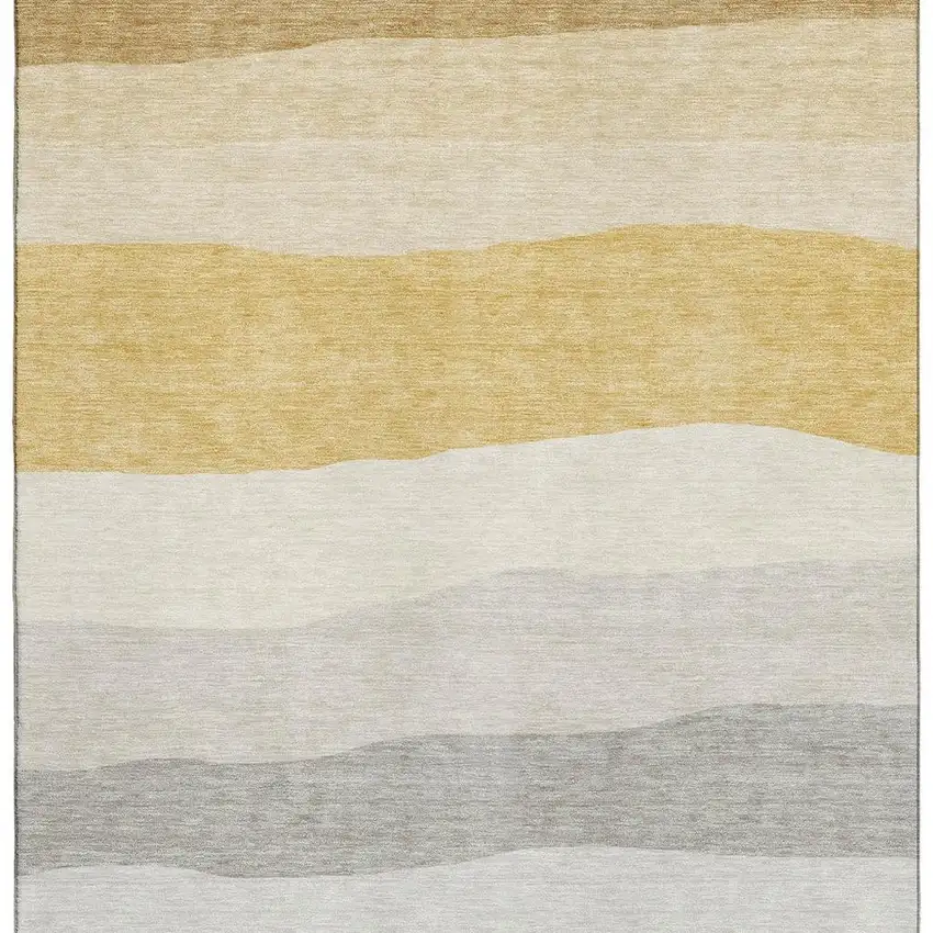 Pewter And Ivory Striped Washable Area Rug With UV Protection Photo 4