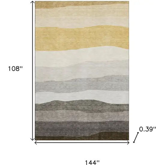 Pewter And Ivory Striped Washable Area Rug With UV Protection Photo 9