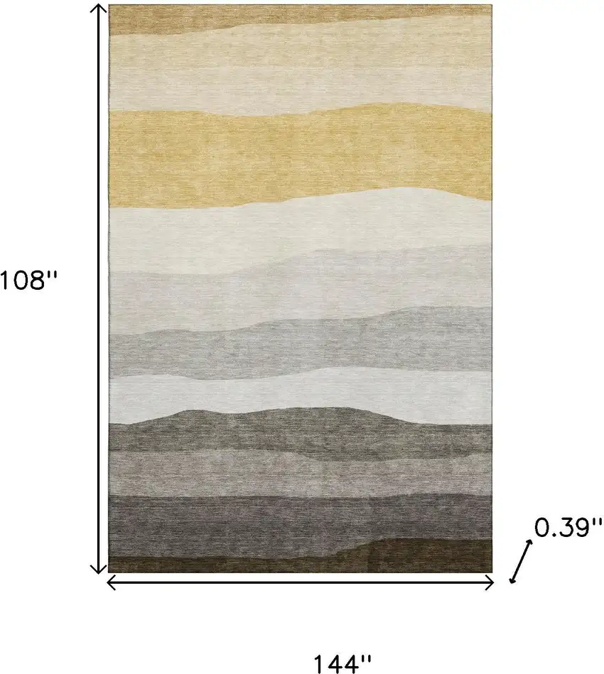 Pewter And Ivory Striped Washable Area Rug With UV Protection Photo 9