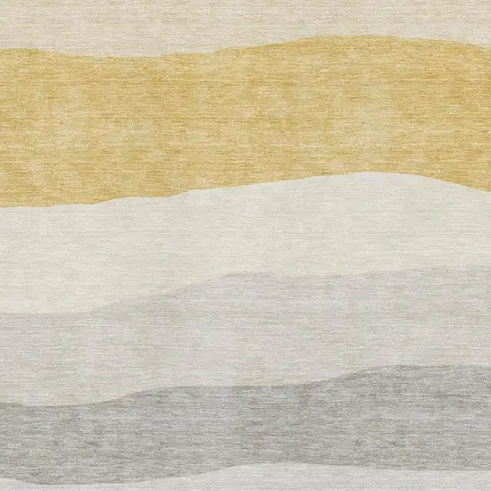 Pewter And Ivory Striped Washable Area Rug With UV Protection Photo 3