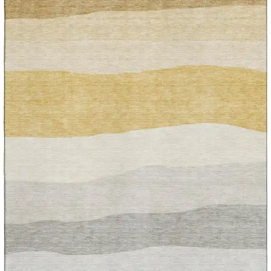 Pewter And Ivory Striped Washable Area Rug With UV Protection Photo 4