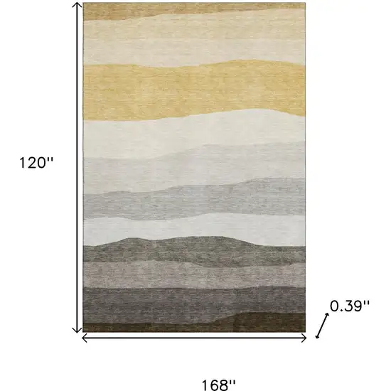 Pewter And Ivory Striped Washable Area Rug With UV Protection Photo 9