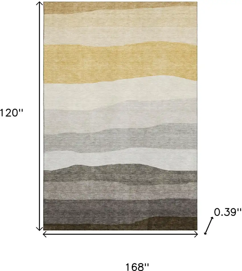 Pewter And Ivory Striped Washable Area Rug With UV Protection Photo 9