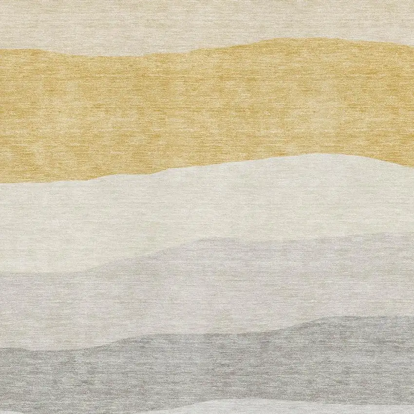 Pewter And Ivory Striped Washable Area Rug With UV Protection Photo 3