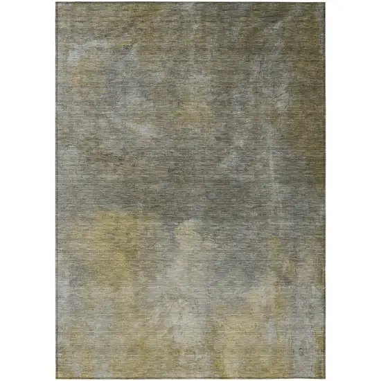 Pewter And Light Yellow Abstract Washable Indoor Outdoor Area Rug Photo 2