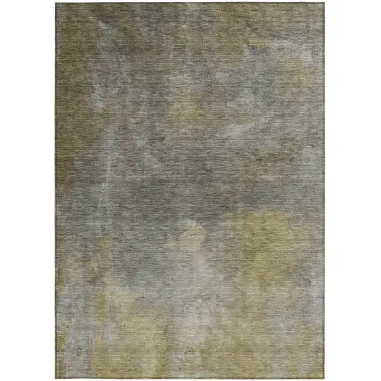 Pewter And Light Yellow Abstract Washable Indoor Outdoor Area Rug Photo 6