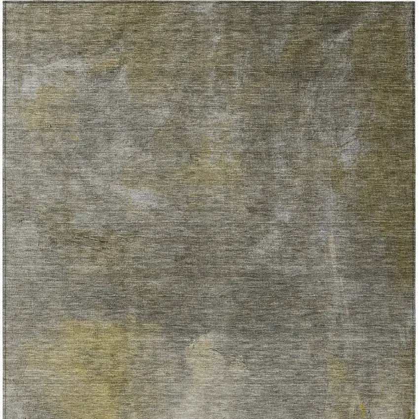 Pewter And Light Yellow Abstract Washable Indoor Outdoor Area Rug Photo 6