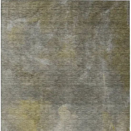 Pewter And Light Yellow Abstract Washable Indoor Outdoor Area Rug Photo 5