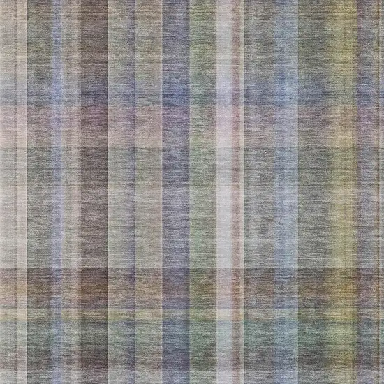 Pewter And Purple Plaid Washable Area Rug With UV Protection Photo 3