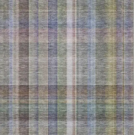 Pewter And Purple Plaid Washable Area Rug With UV Protection Photo 3