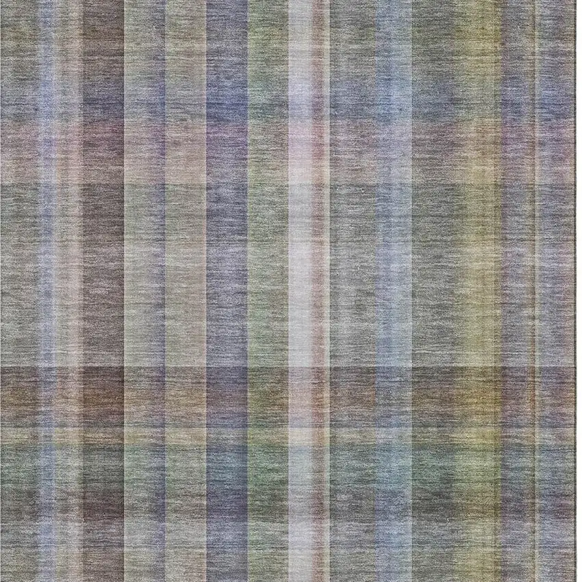 Pewter And Purple Plaid Washable Area Rug With UV Protection Photo 3