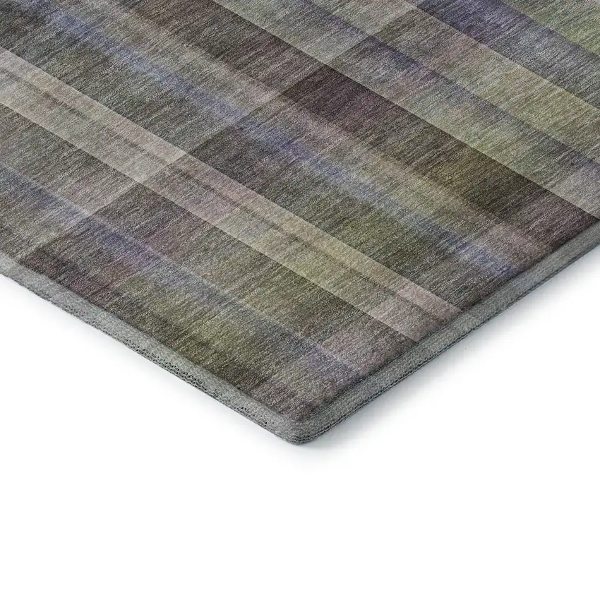 Pewter And Purple Plaid Washable Area Rug With UV Protection Photo 8