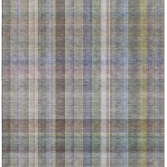 Pewter And Purple Plaid Washable Area Rug With UV Protection Photo 3