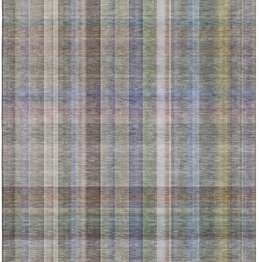 Pewter And Purple Plaid Washable Area Rug With UV Protection Photo 3