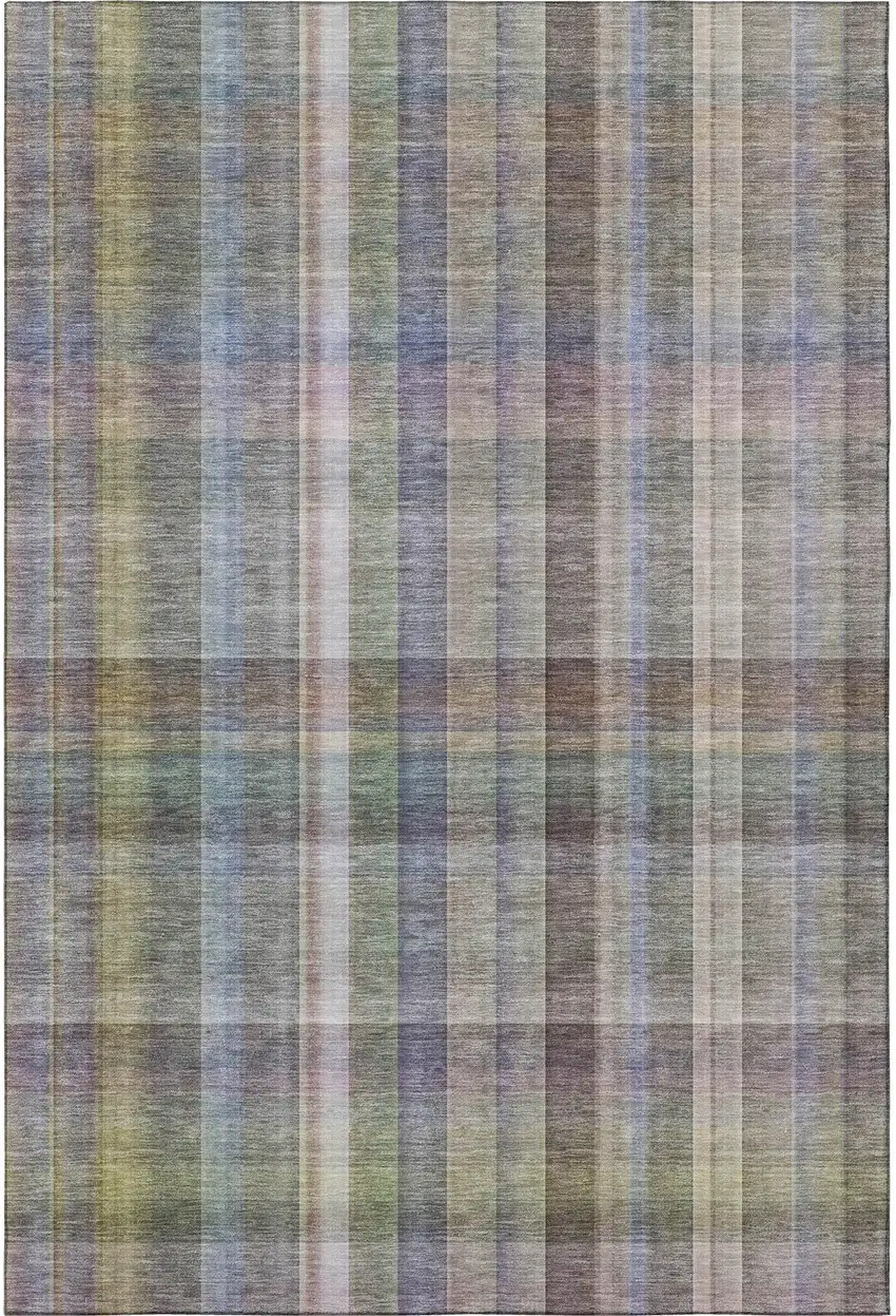 Pewter And Purple Plaid Washable Area Rug With UV Protection Photo 4