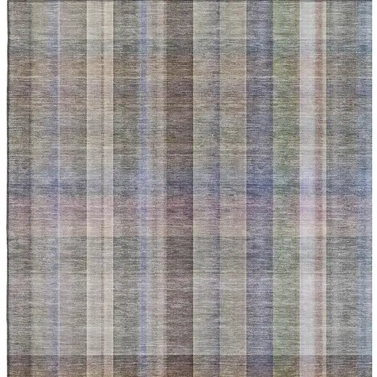Pewter And Purple Plaid Washable Area Rug With UV Protection Photo 3