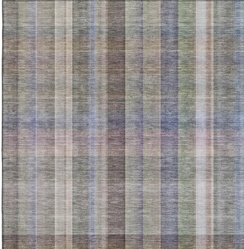 Pewter And Purple Plaid Washable Area Rug With UV Protection Photo 3