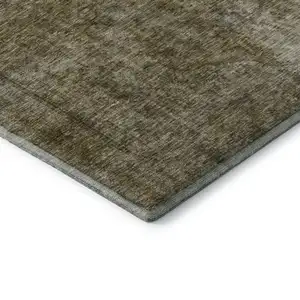 Photo of Pewter And Silver Abstract Washable Area Rug With UV Protection