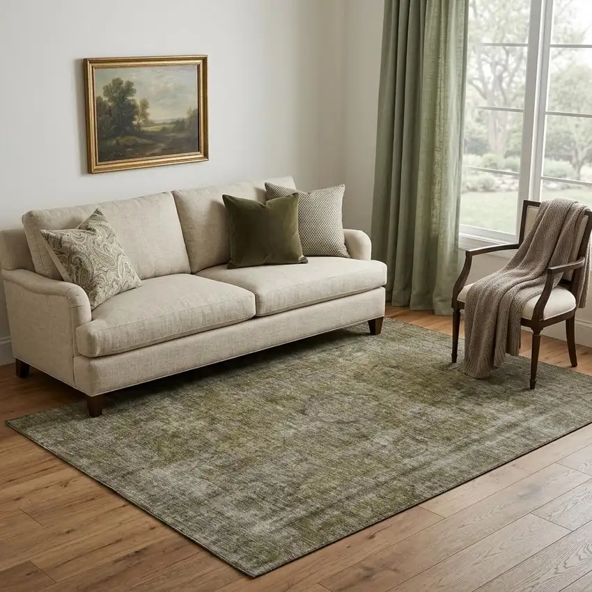 Pewter And Silver Abstract Washable Area Rug With UV Protection Photo 1