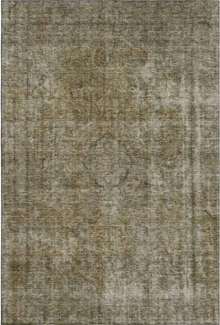 Pewter And Silver Abstract Washable Area Rug With UV Protection Photo 4