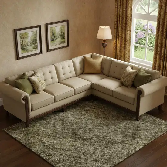 Pewter And Silver Abstract Washable Area Rug With UV Protection Photo 2