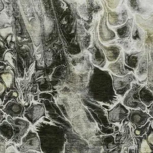 Photo of Pewter And Silver Abstract Washable Indoor Outdoor Area Rug