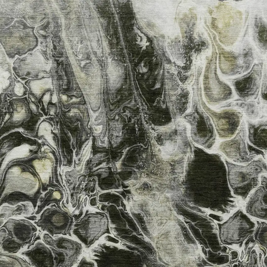 Pewter And Silver Abstract Washable Indoor Outdoor Area Rug Photo 1