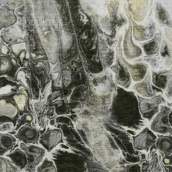 Pewter And Silver Abstract Washable Indoor Outdoor Area Rug Photo 1