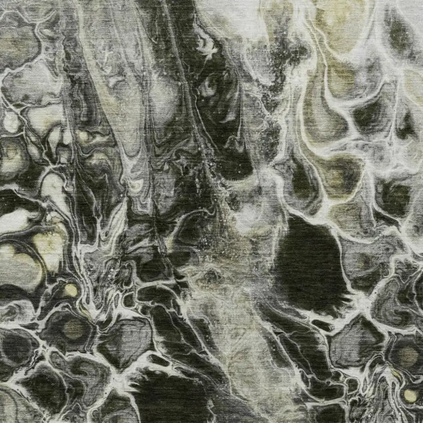 Pewter And Silver Abstract Washable Indoor Outdoor Area Rug Photo 1