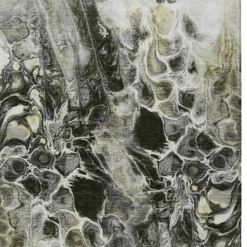 Pewter And Silver Abstract Washable Indoor Outdoor Area Rug Photo 1