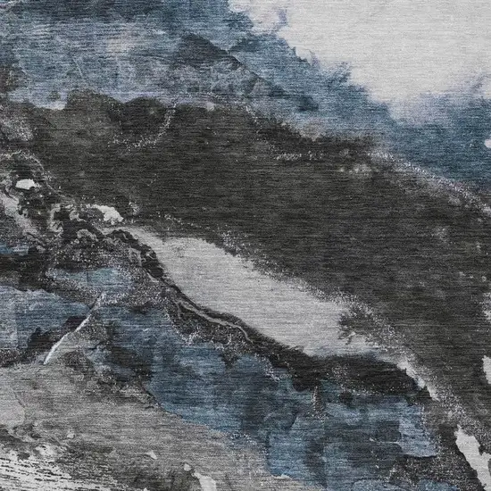 Pewter And Silver Abstract Washable Indoor Outdoor Area Rug Photo 3