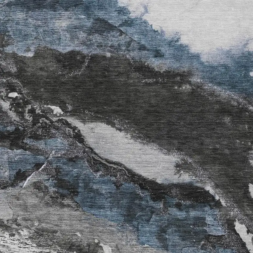 Pewter And Silver Abstract Washable Indoor Outdoor Area Rug Photo 3