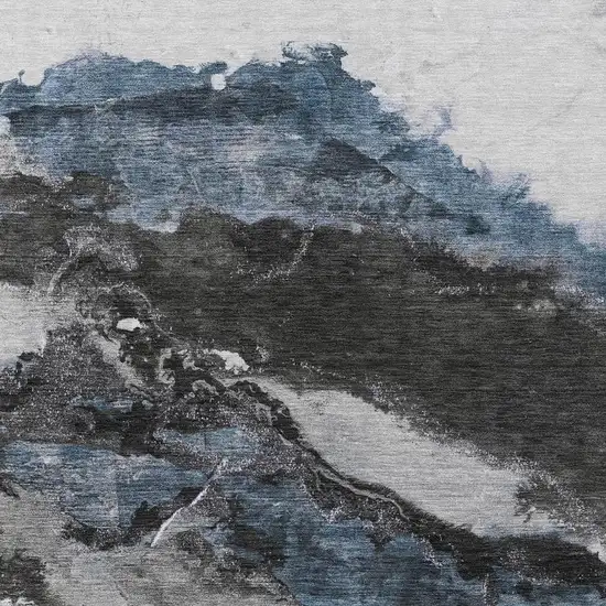 Pewter And Silver Abstract Washable Indoor Outdoor Area Rug Photo 3