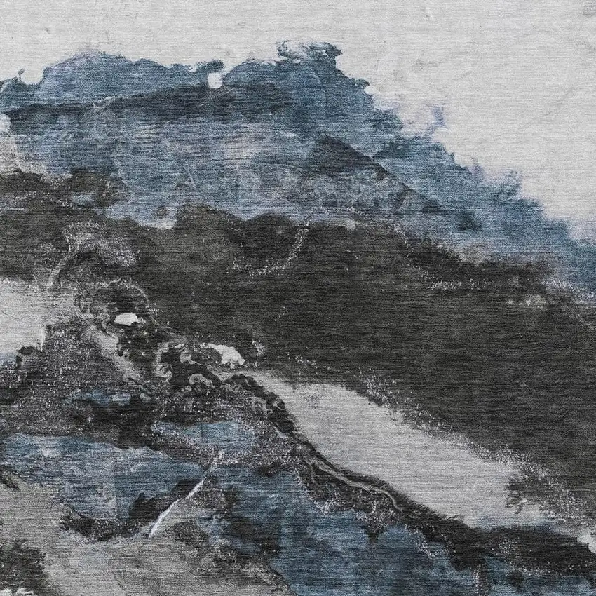 Pewter And Silver Abstract Washable Indoor Outdoor Area Rug Photo 3