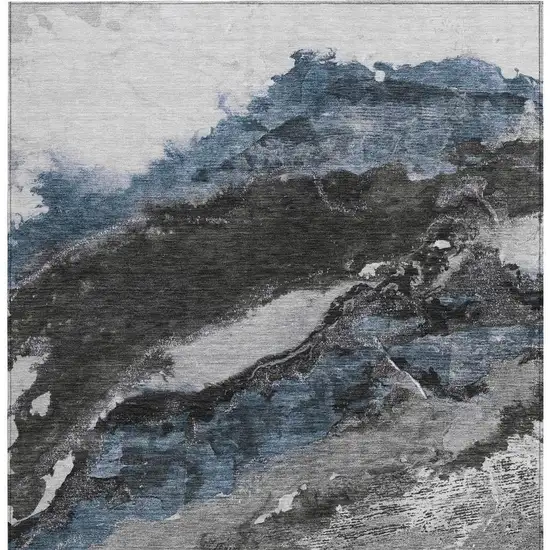 Pewter And Silver Abstract Washable Indoor Outdoor Area Rug Photo 3
