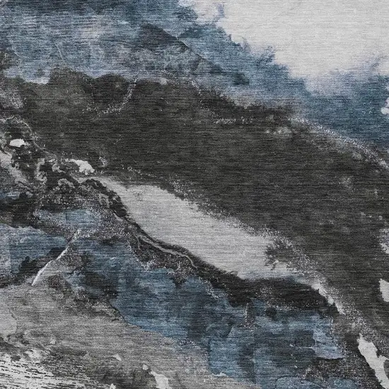 Pewter And Silver Abstract Washable Indoor Outdoor Area Rug Photo 3