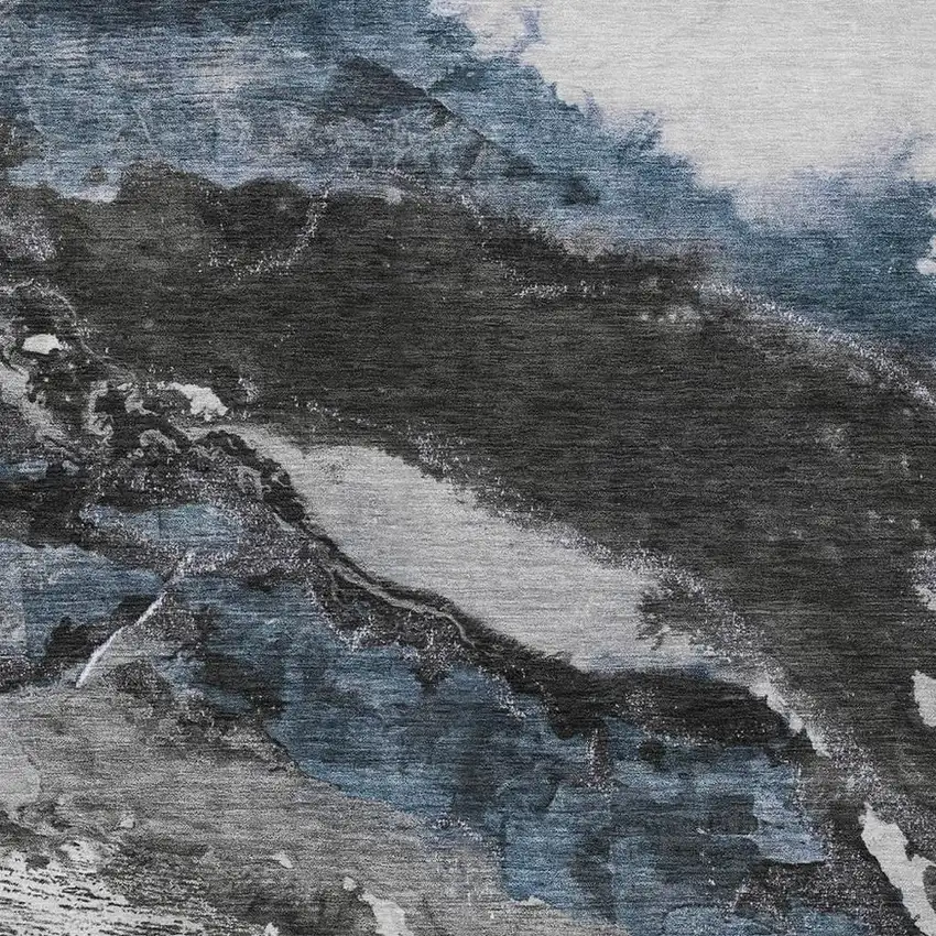 Pewter And Silver Abstract Washable Indoor Outdoor Area Rug Photo 3