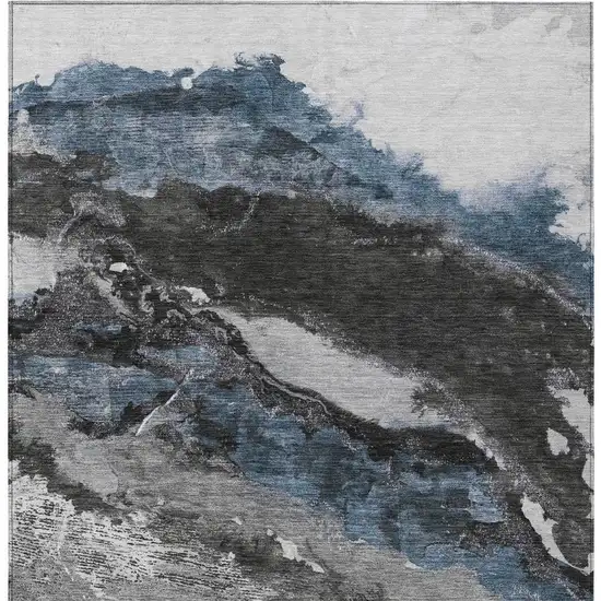 Pewter And Silver Abstract Washable Indoor Outdoor Area Rug Photo 3