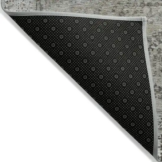 Pewter And Silver Floral Medallion Washable Indoor Outdoor Area Rug Photo 6