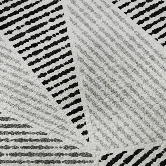 Pewter And Silver Geometric Washable Area Rug With UV Protection Photo 9