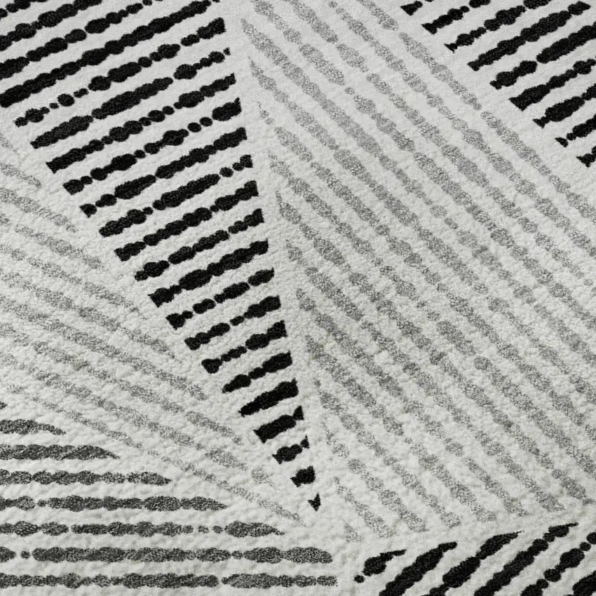 Pewter And Silver Geometric Washable Area Rug With UV Protection Photo 9