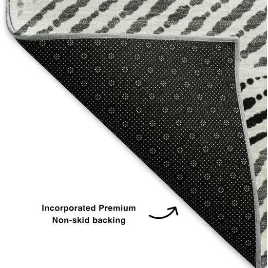 Pewter And Silver Geometric Washable Area Rug With UV Protection Photo 6