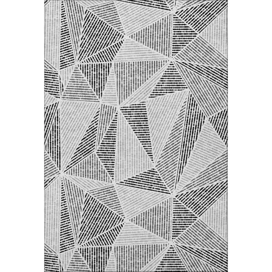 Pewter And Silver Geometric Washable Area Rug With UV Protection Photo 3