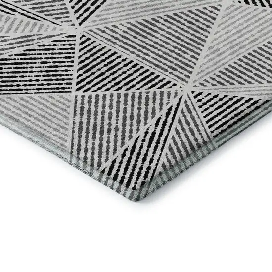 Pewter And Silver Geometric Washable Area Rug With UV Protection Photo 9