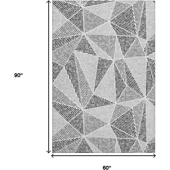 Pewter And Silver Geometric Washable Area Rug With UV Protection Photo 3